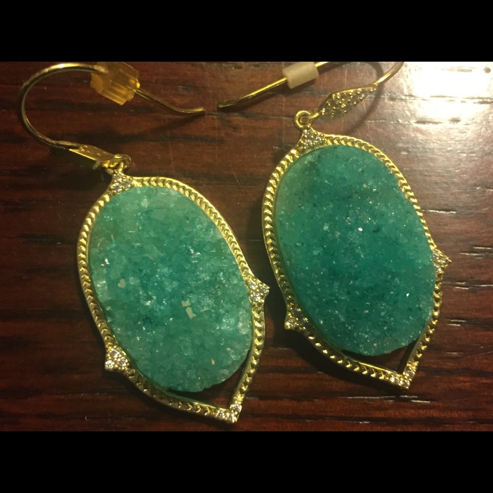 Stella & Dot Teal Druzy Earrings
